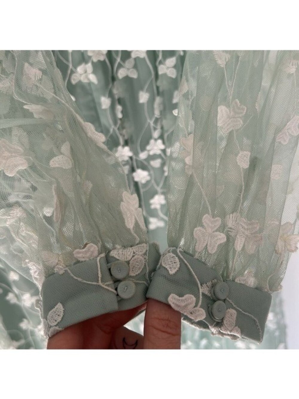 bcbgmaxazria 6 Cheyenne Appliqué Mint Lace Evening Dress Light Green Gown Prom - Picture 11 of 16